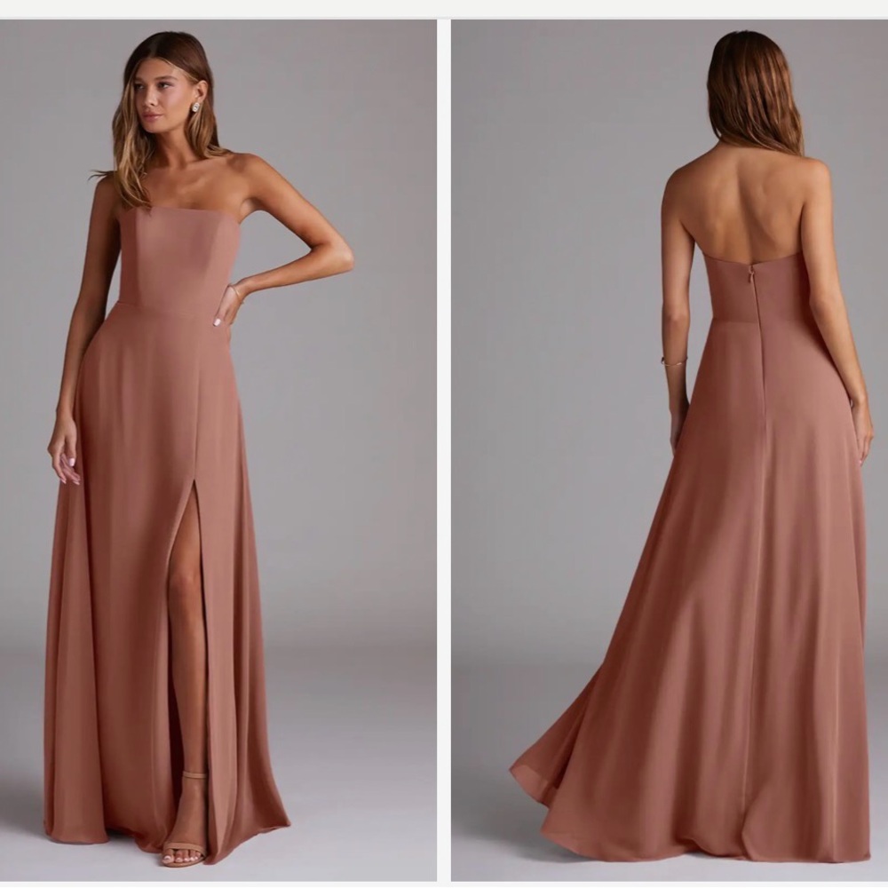 Azazie Cedar Rose Wren (Removable) Spaghetti Strap or Strapless Dress